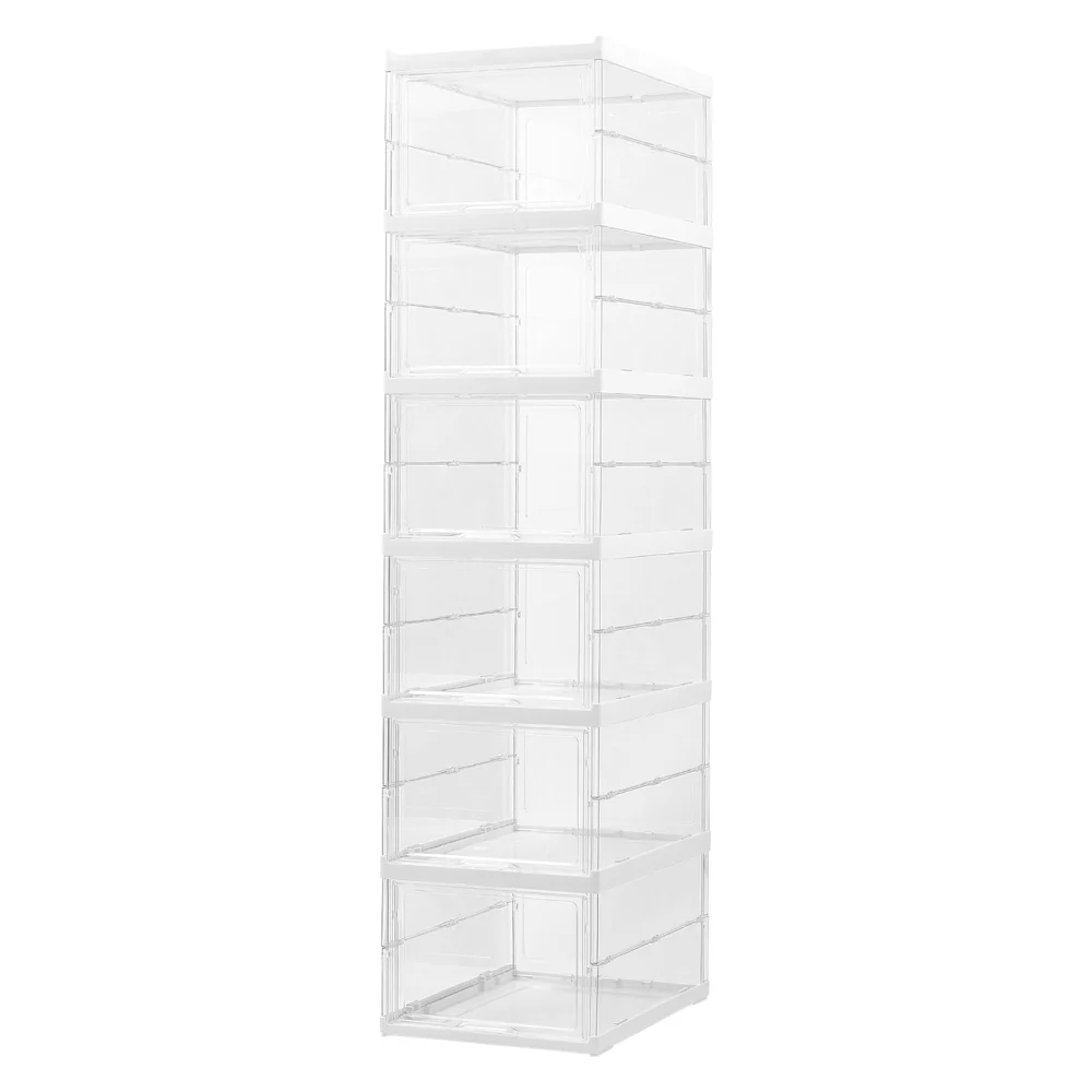 Livingandhome 6-Tier Transparent Foldable Shoe Storage Box - Image 6