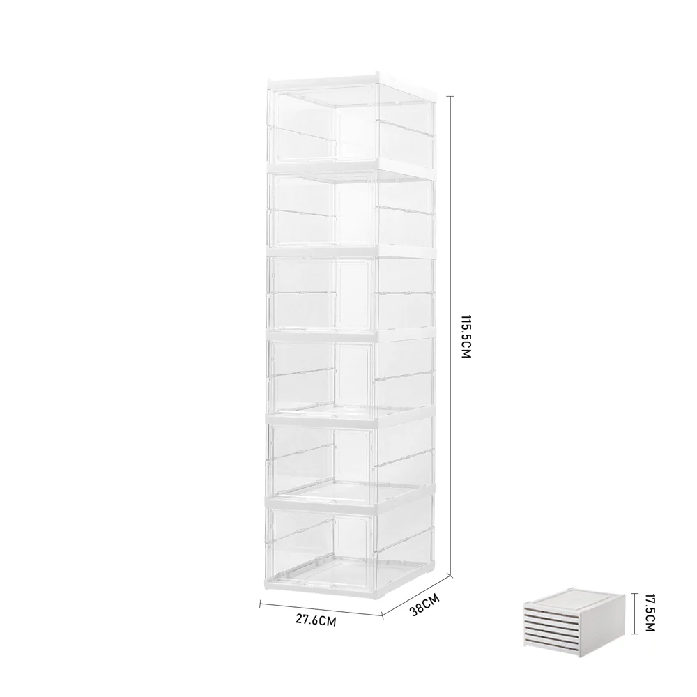 Livingandhome 6-Tier Transparent Foldable Shoe Storage Box - Image 8