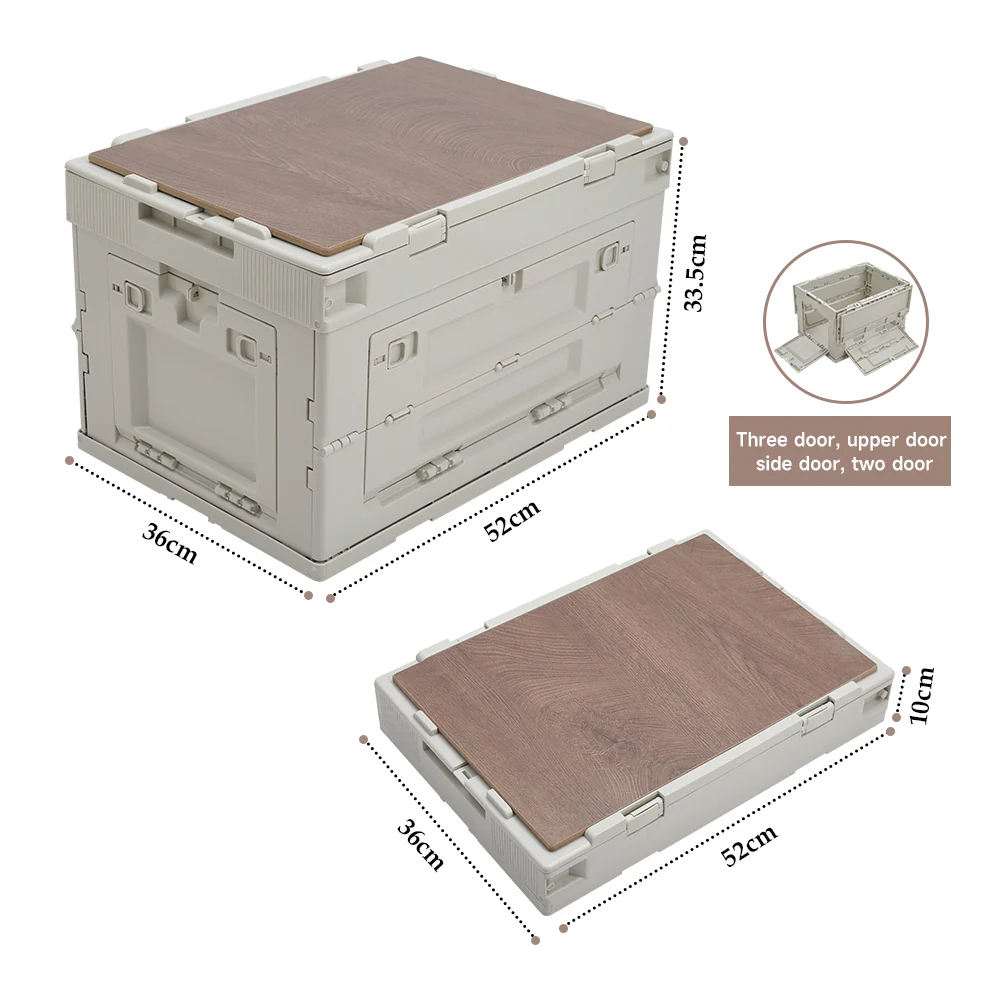 Livingandhome 60L Collapsible 3-Door Storage Box Outdoor Camping Table - Image 11