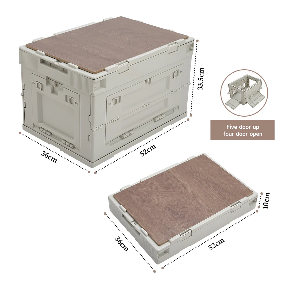 Livingandhome 60L Collapsible 5-Door Storage Box Outdoor Camping Table - Image 9