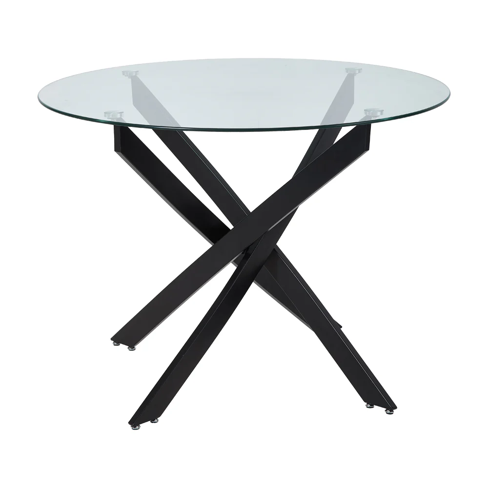 Livingandhome 80cm Round Dining Table with Metal Black Legs - Image 3