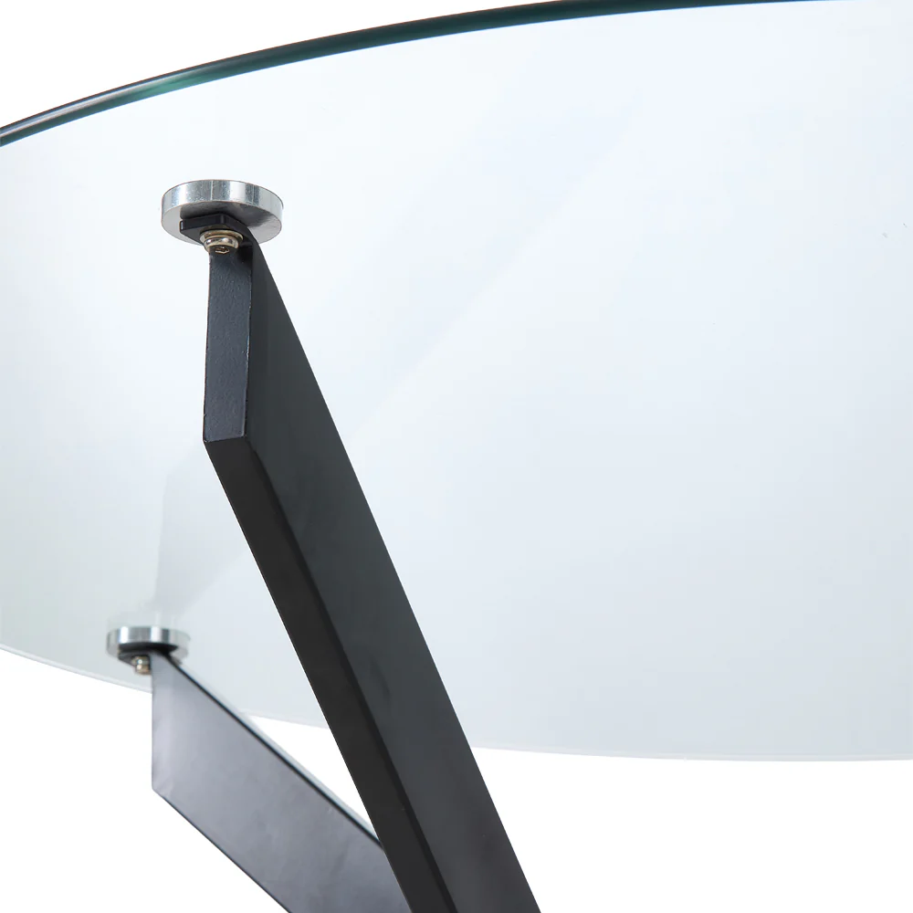 Livingandhome 80cm Round Dining Table with Metal Black Legs - Image 6