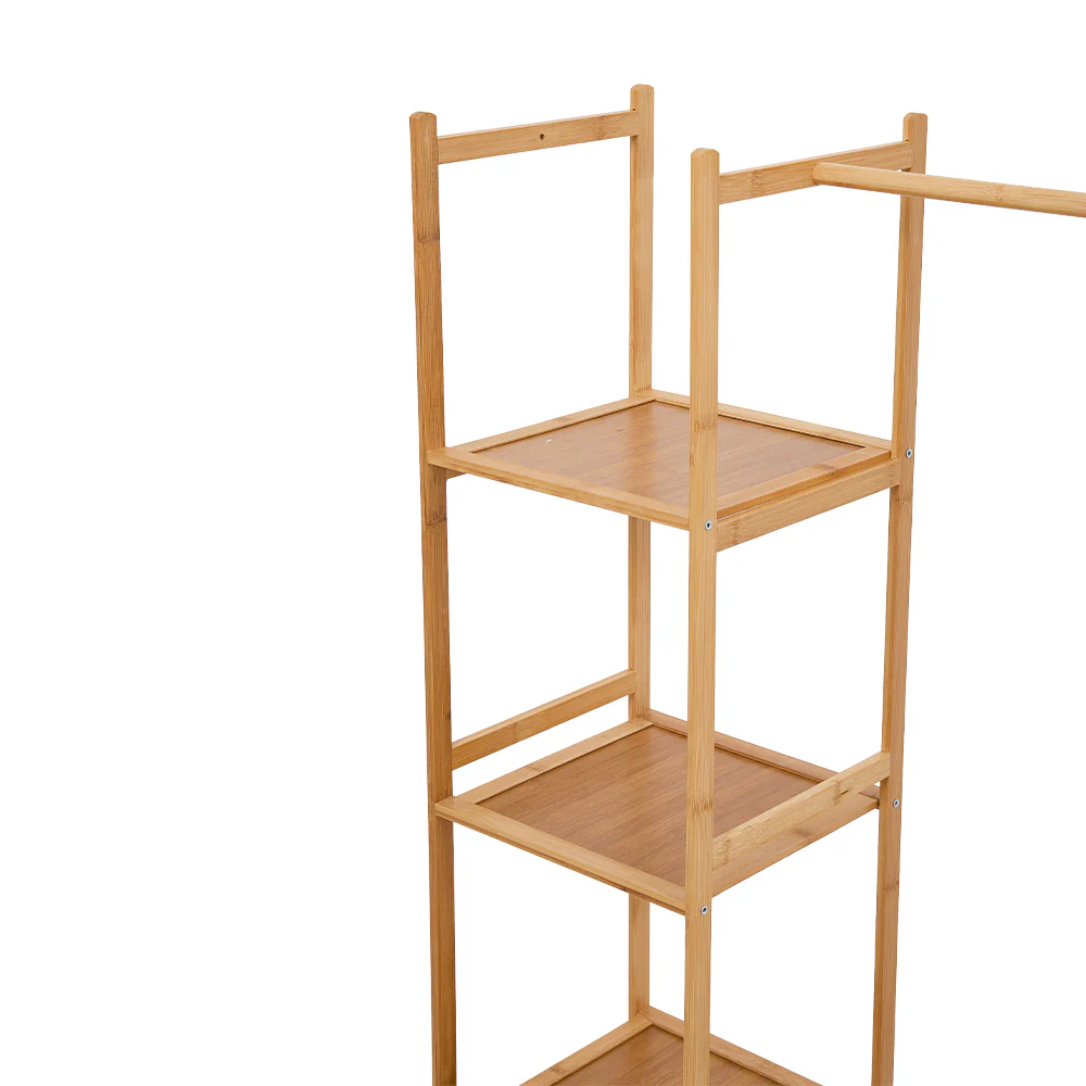 Livingandhome 81cm Multi-functional Wooden Coat Rack with Storage Drawers - Image 3