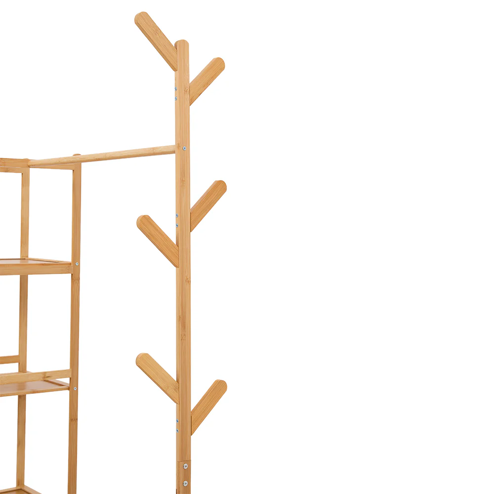 Livingandhome 81cm Multi-functional Wooden Coat Rack with Storage Drawers - Image 6