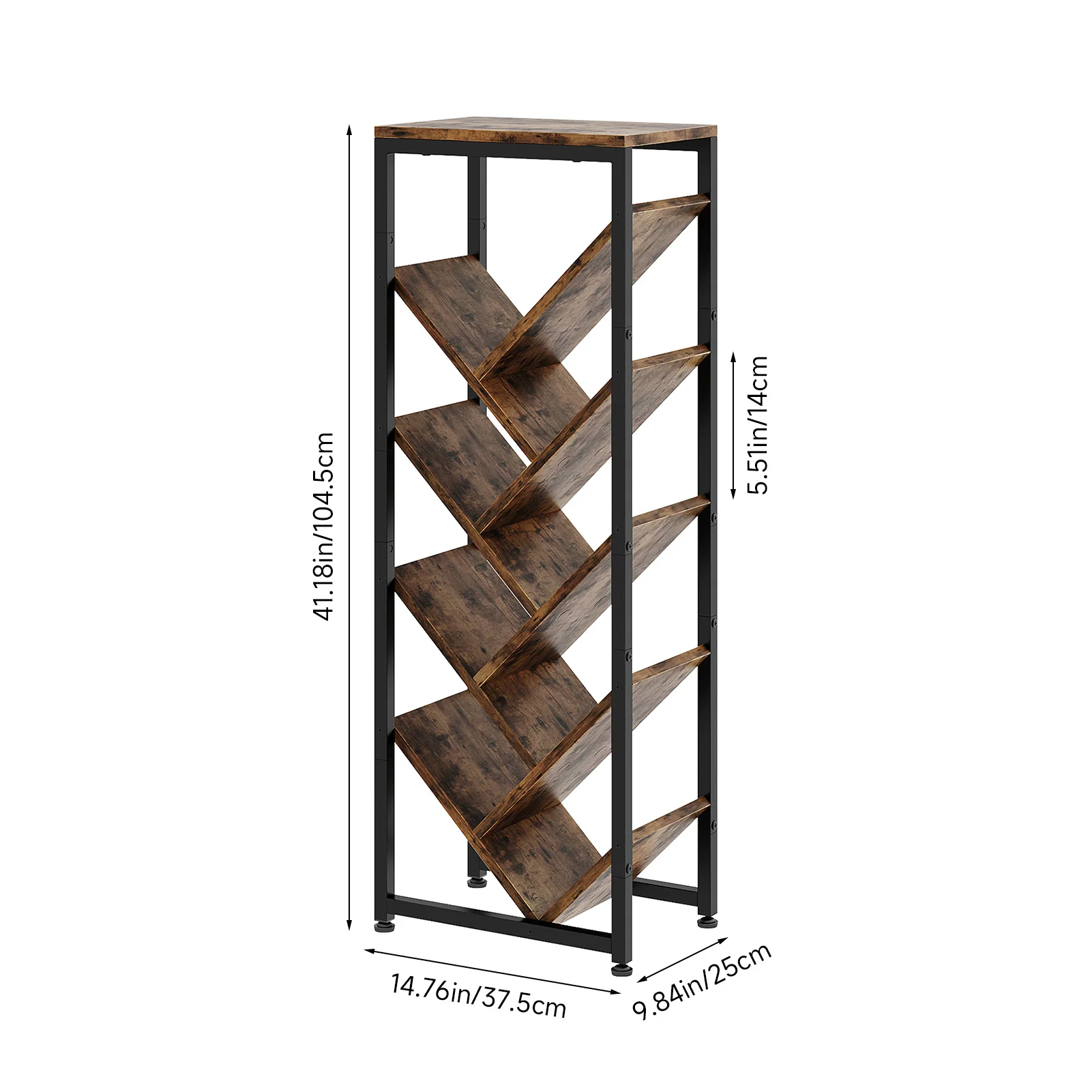 Livingandhome 9-Tier Floor Standing Tree Bookshelf Storage Rack - Image 2