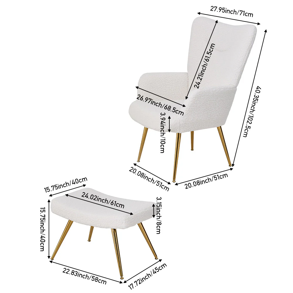 Livingandhome Accent Chair with Footstool Set - Image 7