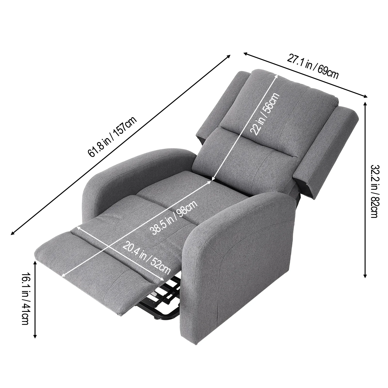 Livingandhome Adjustable Recliner Chair With Footrest - Image 4