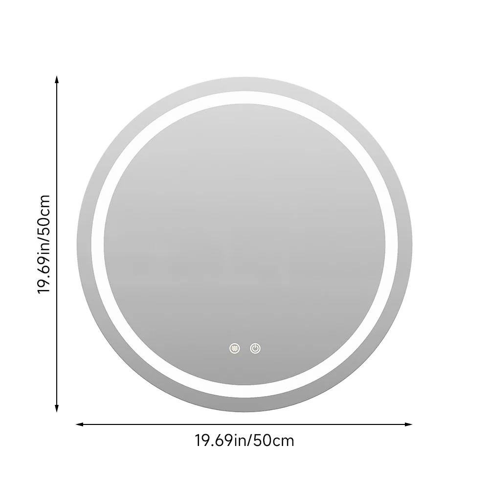 Livingandhome Anti-Fog Round Wall Mounted LED Mirror - Image 5