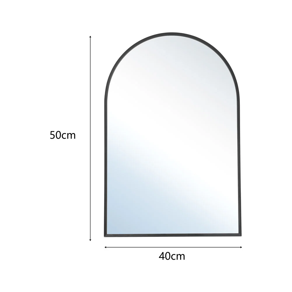 Livingandhome Arched Wall Mirror in Black Aluminum Alloy Frame - Image 4