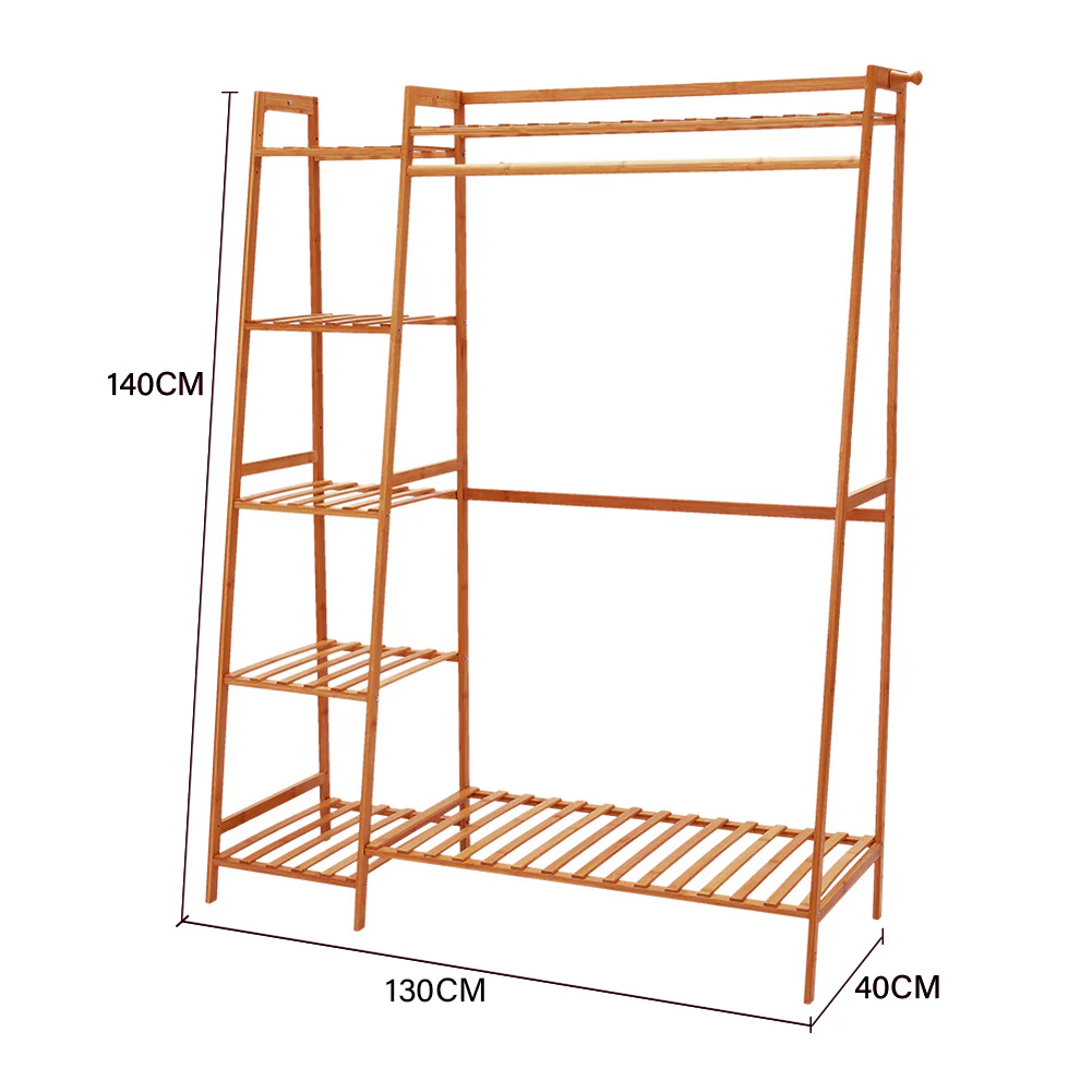 Livingandhome Bamboo Bedroom Garment Clothes Rack - Image 4