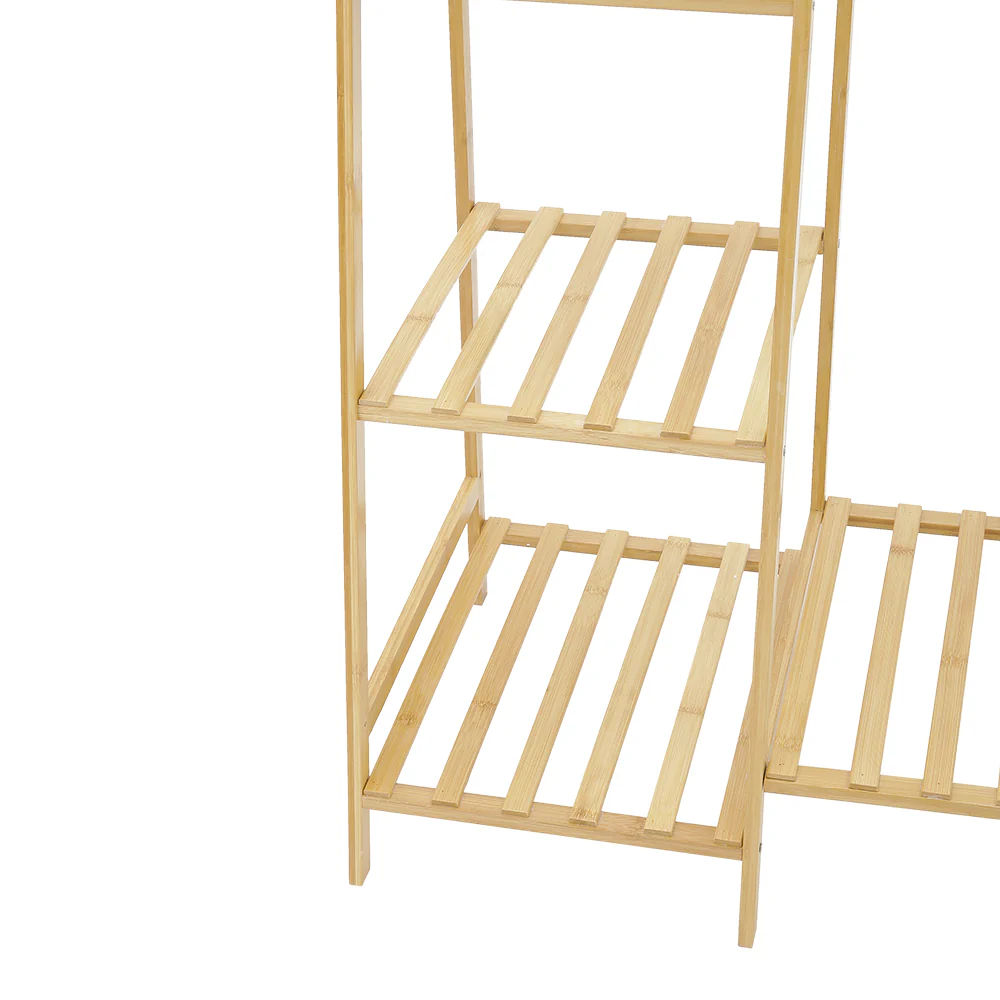 Livingandhome Bamboo Bedroom Garment Clothes Rack Natural 110cm - Image 4