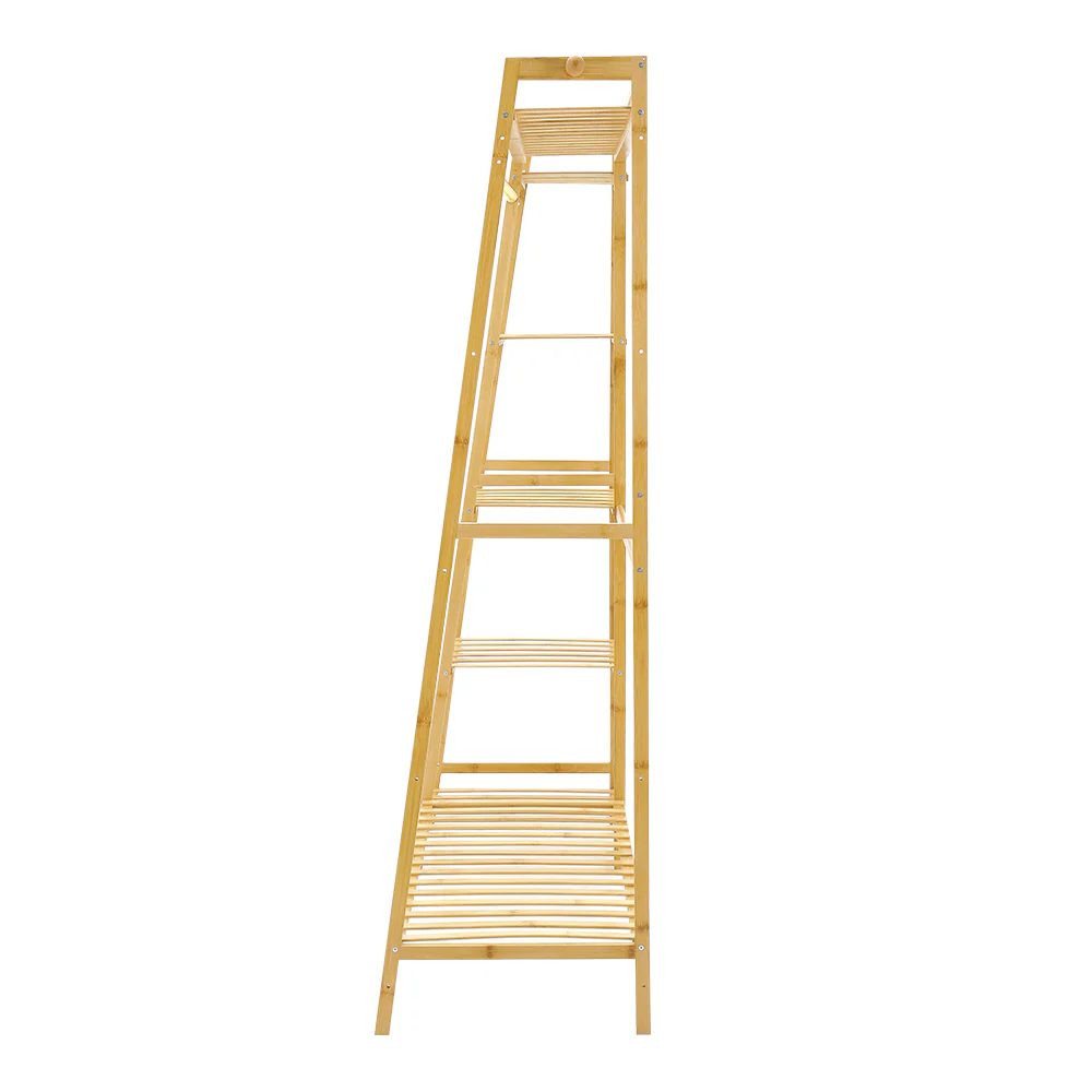 Livingandhome Bamboo Bedroom Garment Clothes Rack Natural 110cm - Image 5