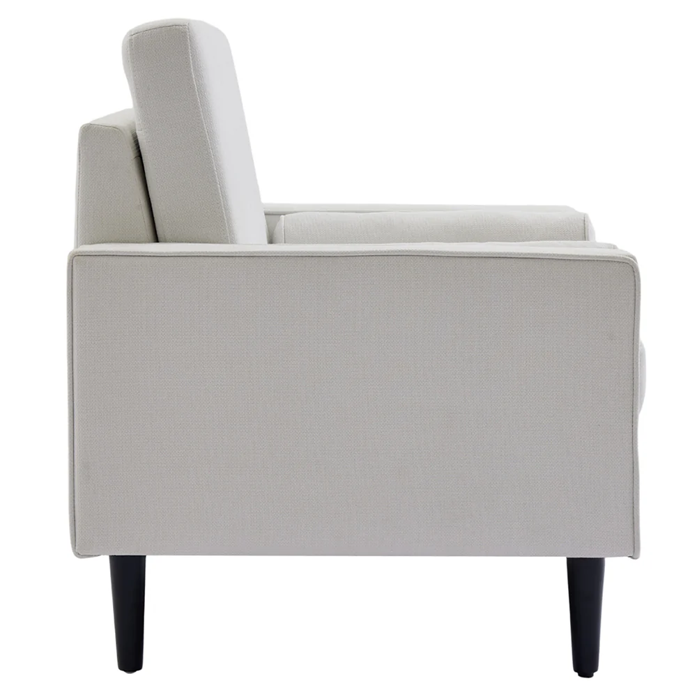 Livingandhome Beige Linen Mid-Century Armchair - Image 5