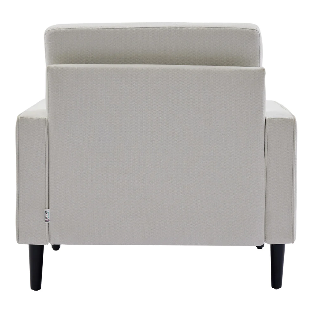 Livingandhome Beige Linen Mid-Century Armchair - Image 6