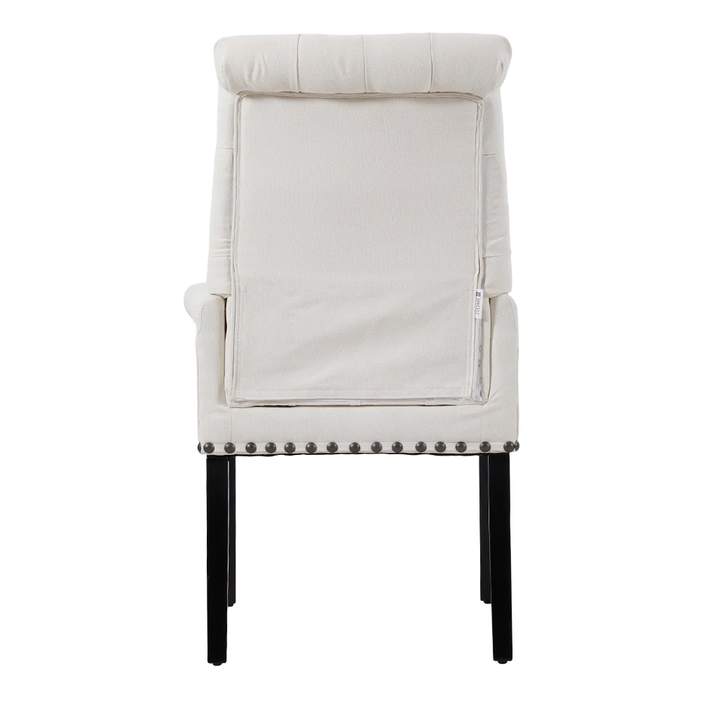 Livingandhome Beige Linen Upholstered Dining Chair - Image 6
