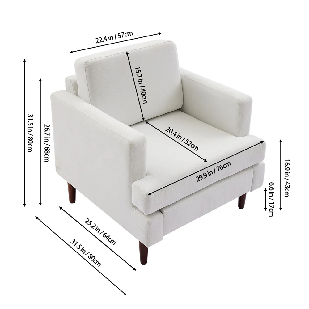 Livingandhome Beige Mid-Century Armchair - Image 3