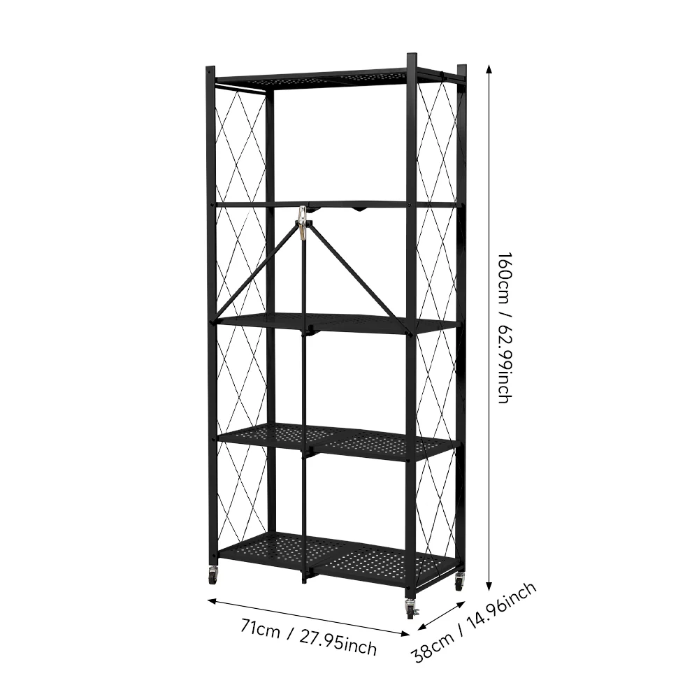 Livingandhome Black 5-Tier Metal Storage Rack - Image 3