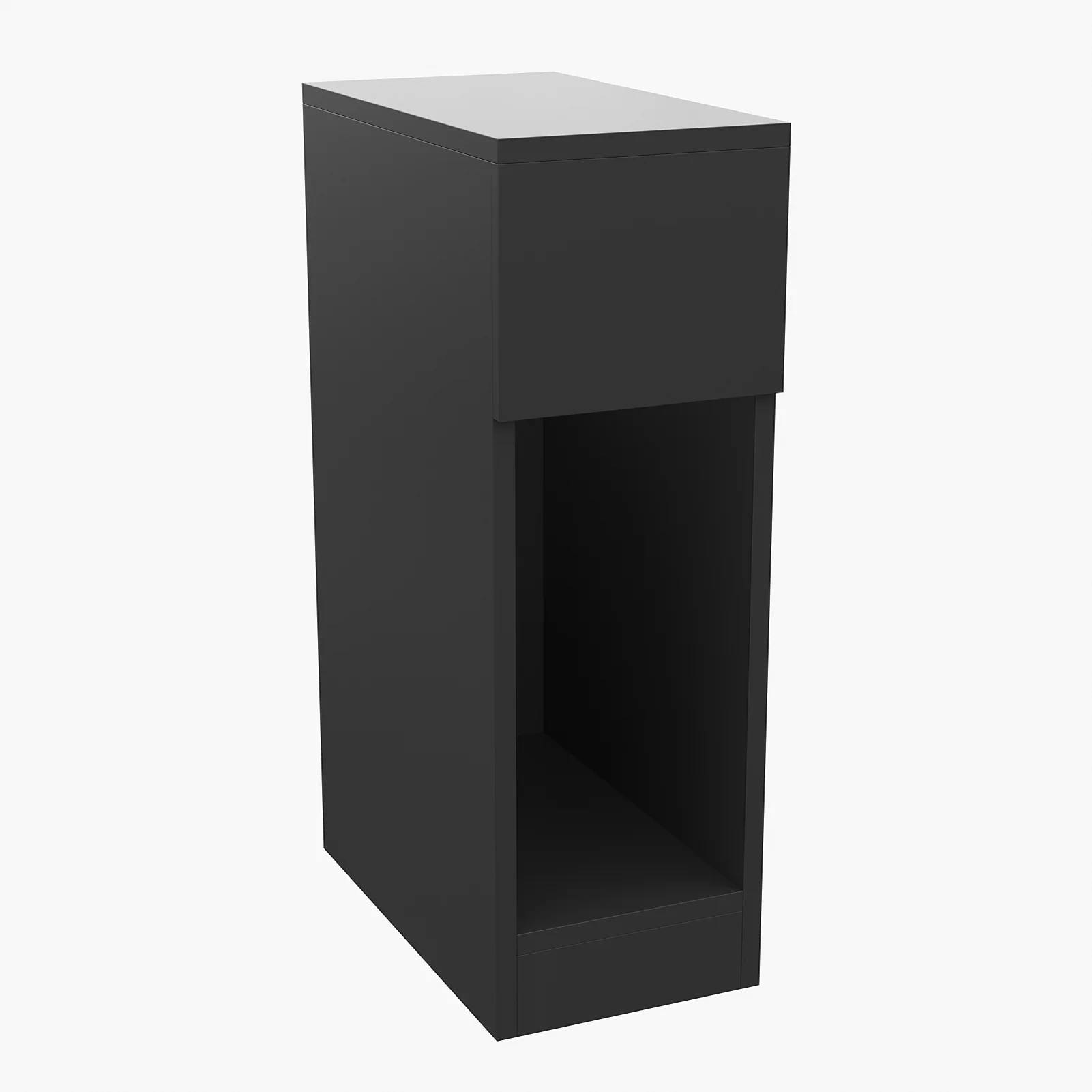 Livingandhome Black Bedside Table With A Drawer - Image 2