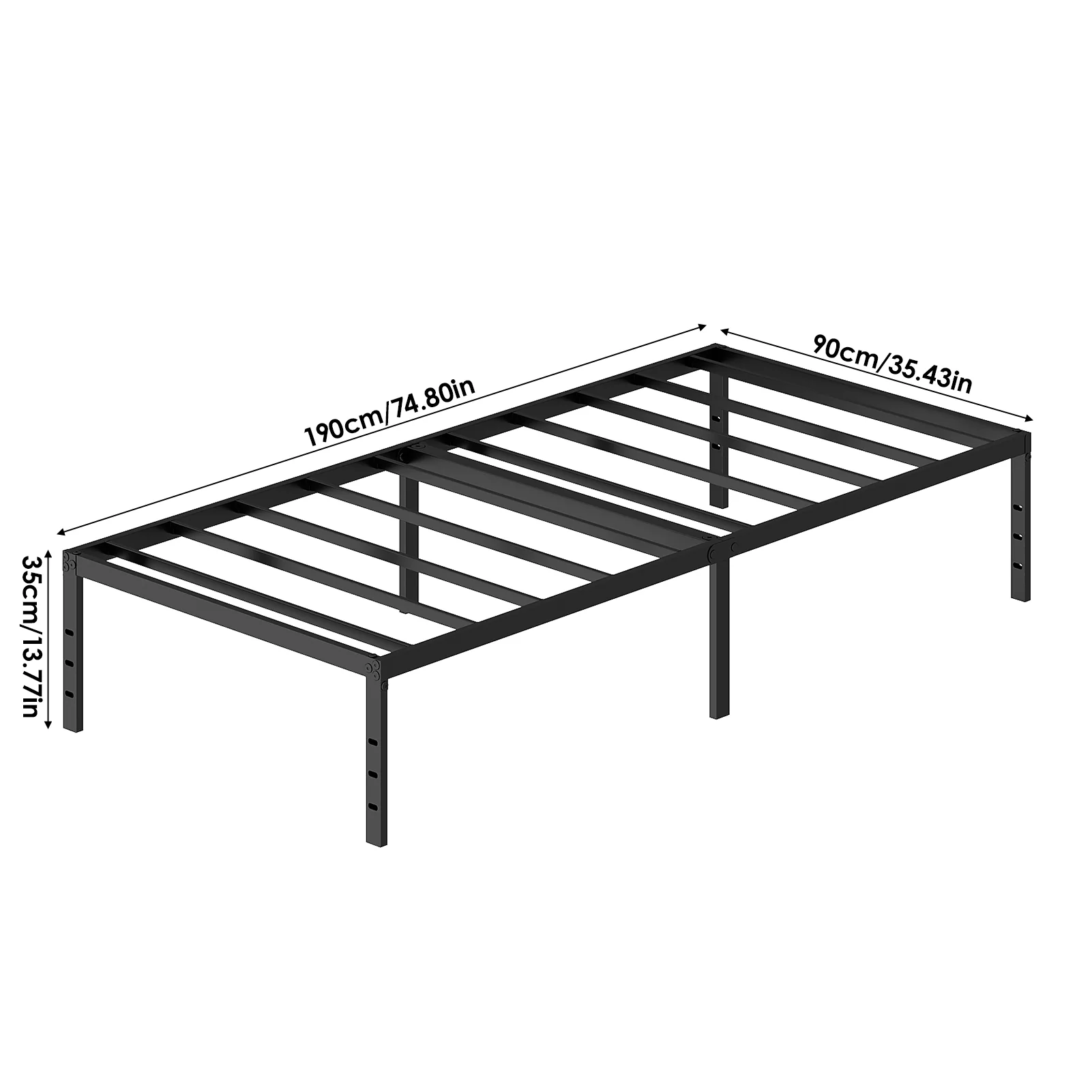Livingandhome Black Iron Bed Frame without Mattress - Image 6