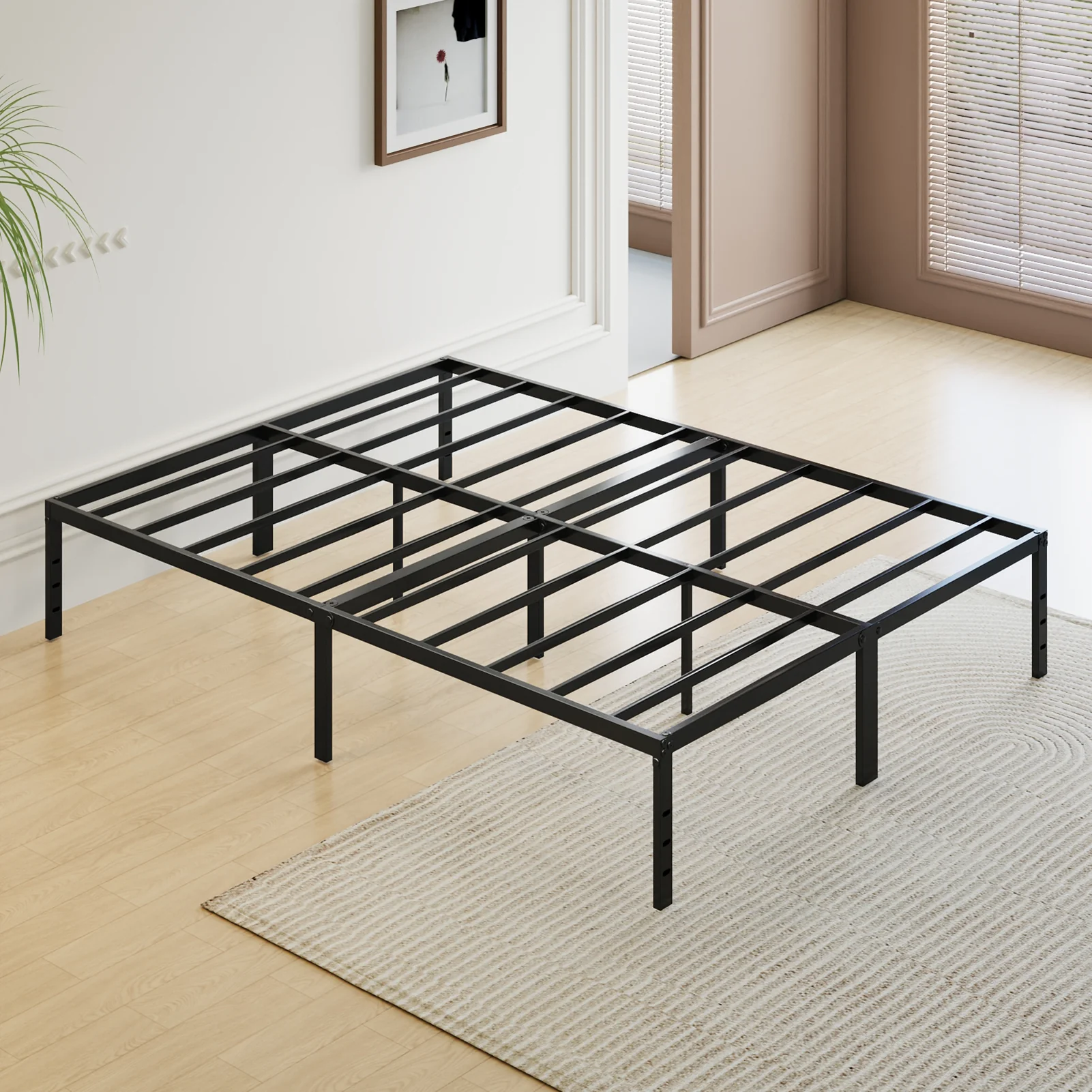 Livingandhome Black Iron Bed Frame without Mattress - Image 4