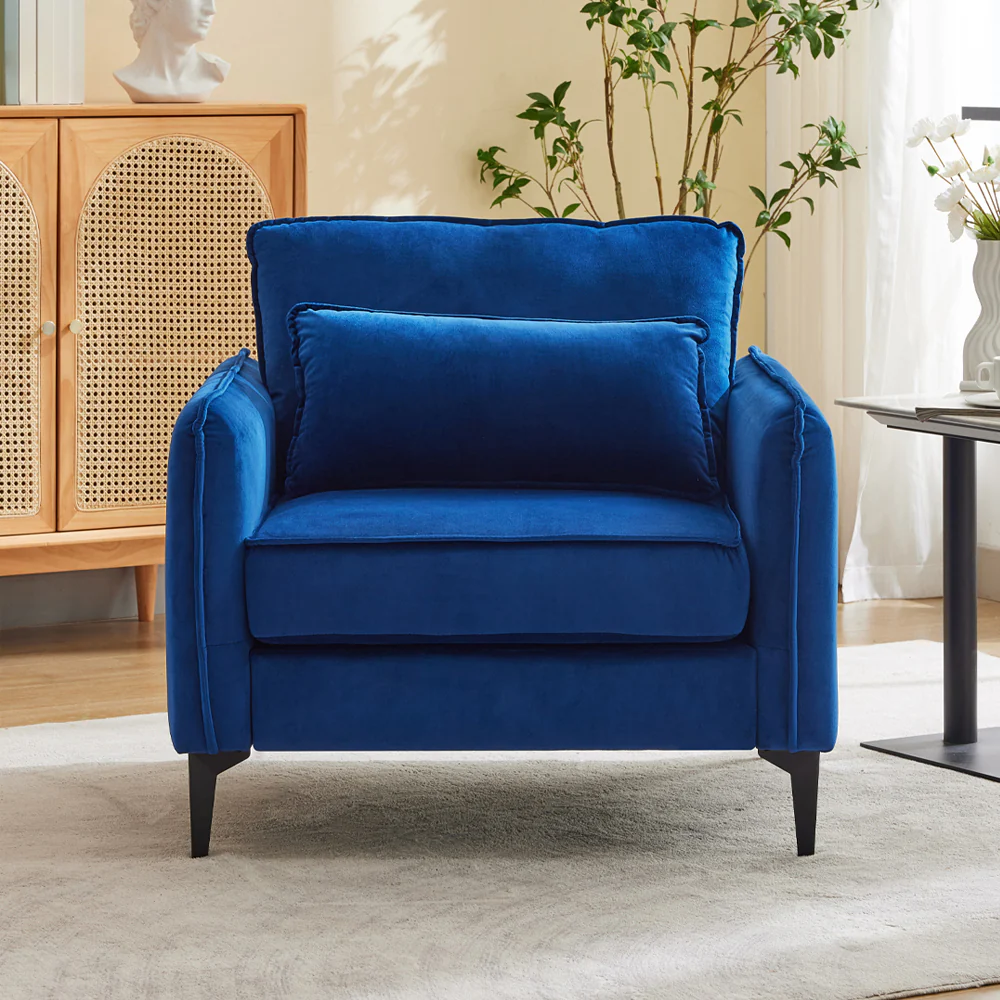 Livingandhome Blue Modern Single Armchair - Image 2