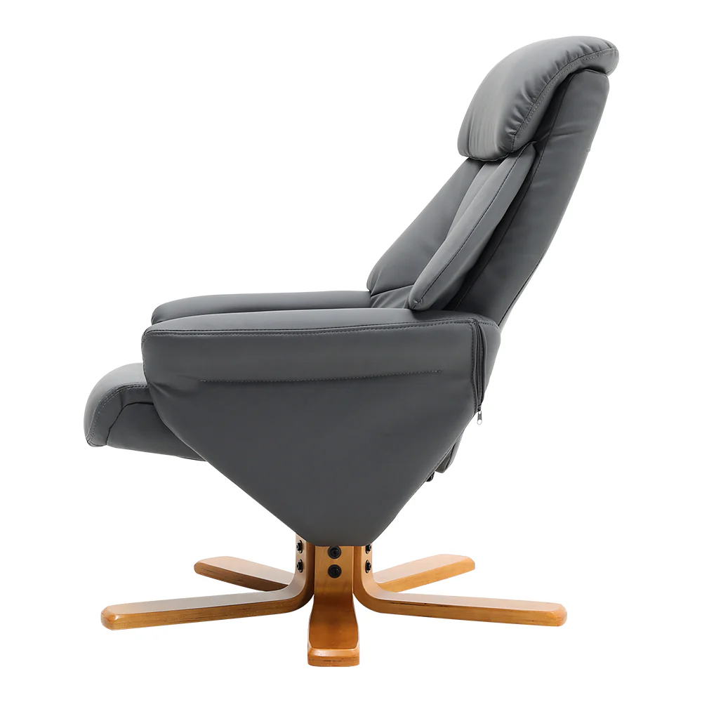 Livingandhome Brown Faux Leather Swivel Recliner Set - Image 5