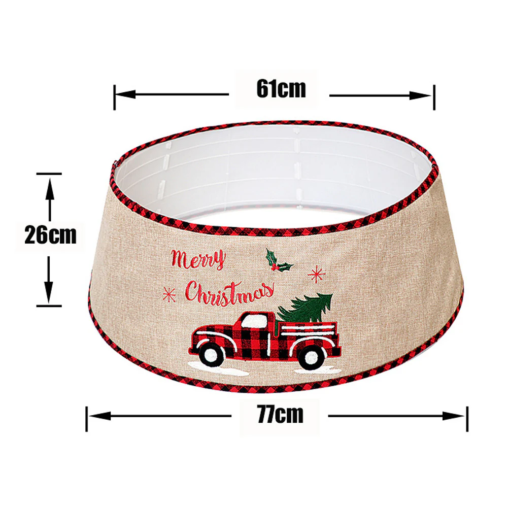 Livingandhome Burlap Merry Christmas Tree Skirt Collar - Image 3