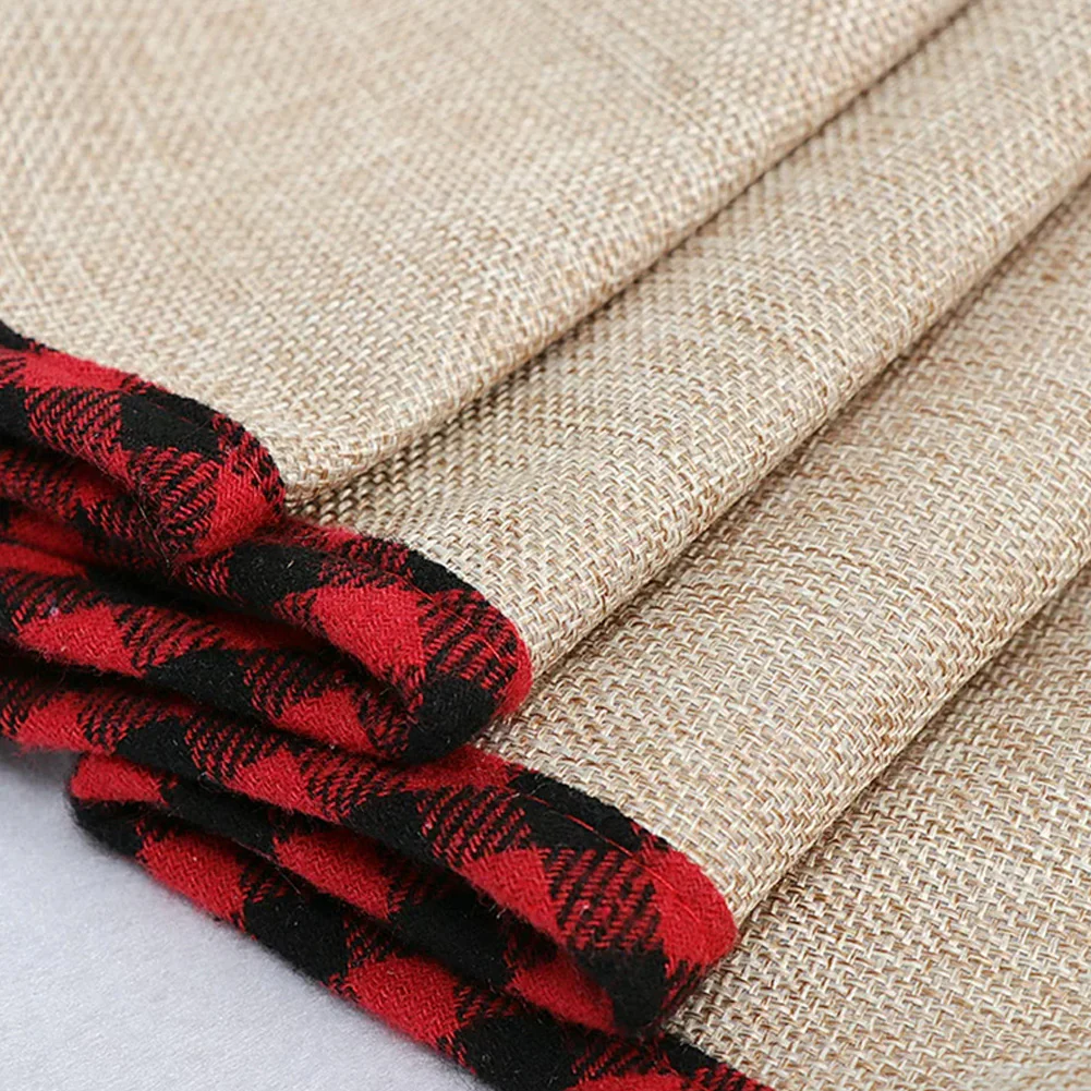 Livingandhome Burlap Merry Christmas Tree Skirt Collar - Image 5