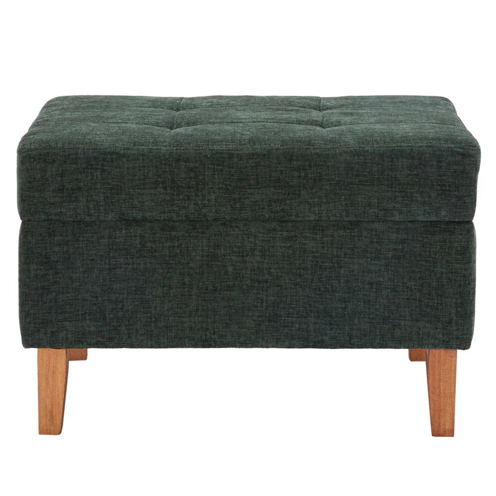Livingandhome Chenille Storage Bench with Rubberwood Legs - Image 2