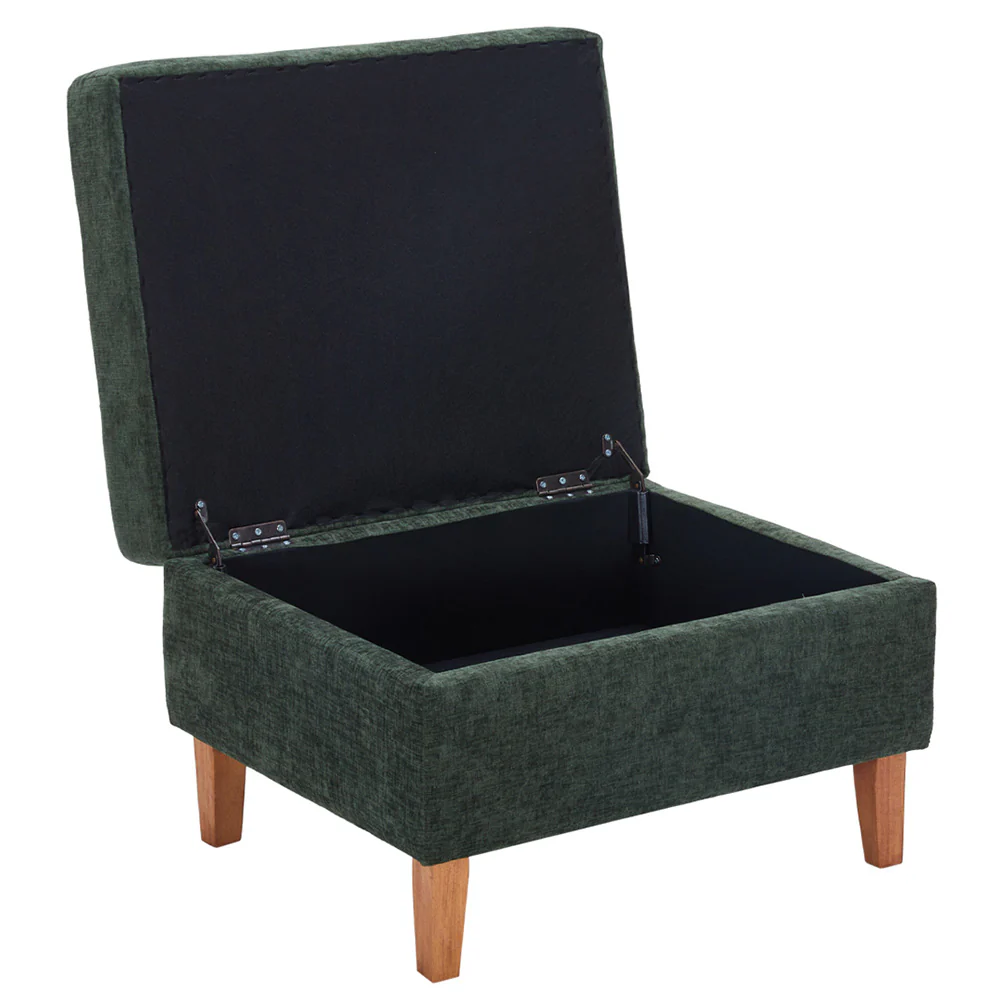Livingandhome Chenille Storage Bench with Rubberwood Legs - Image 4