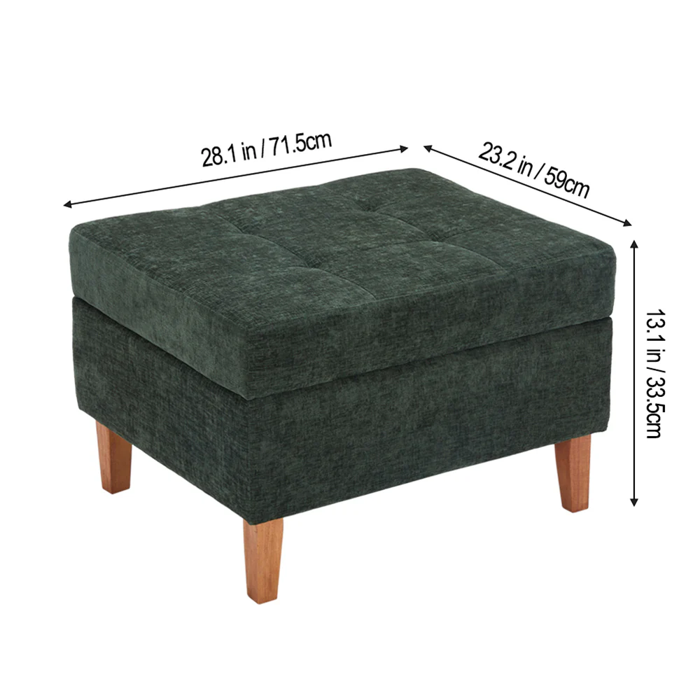 Livingandhome Chenille Storage Bench with Rubberwood Legs - Image 8