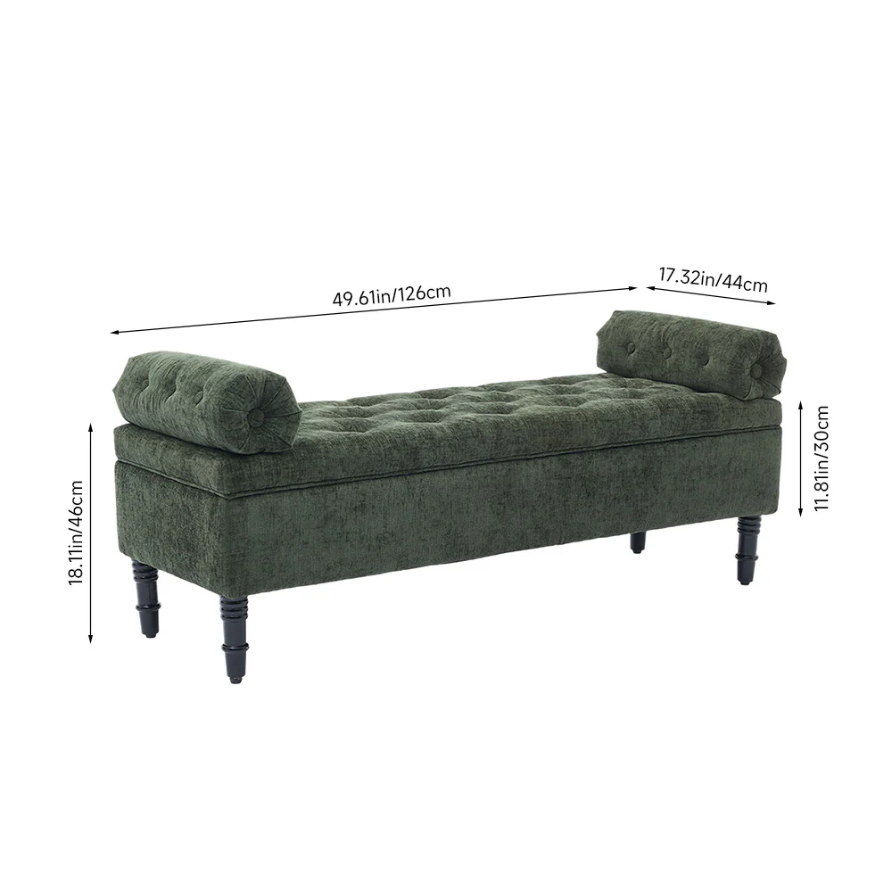 Livingandhome Chenille Upholstered Storage Bench - Image 5
