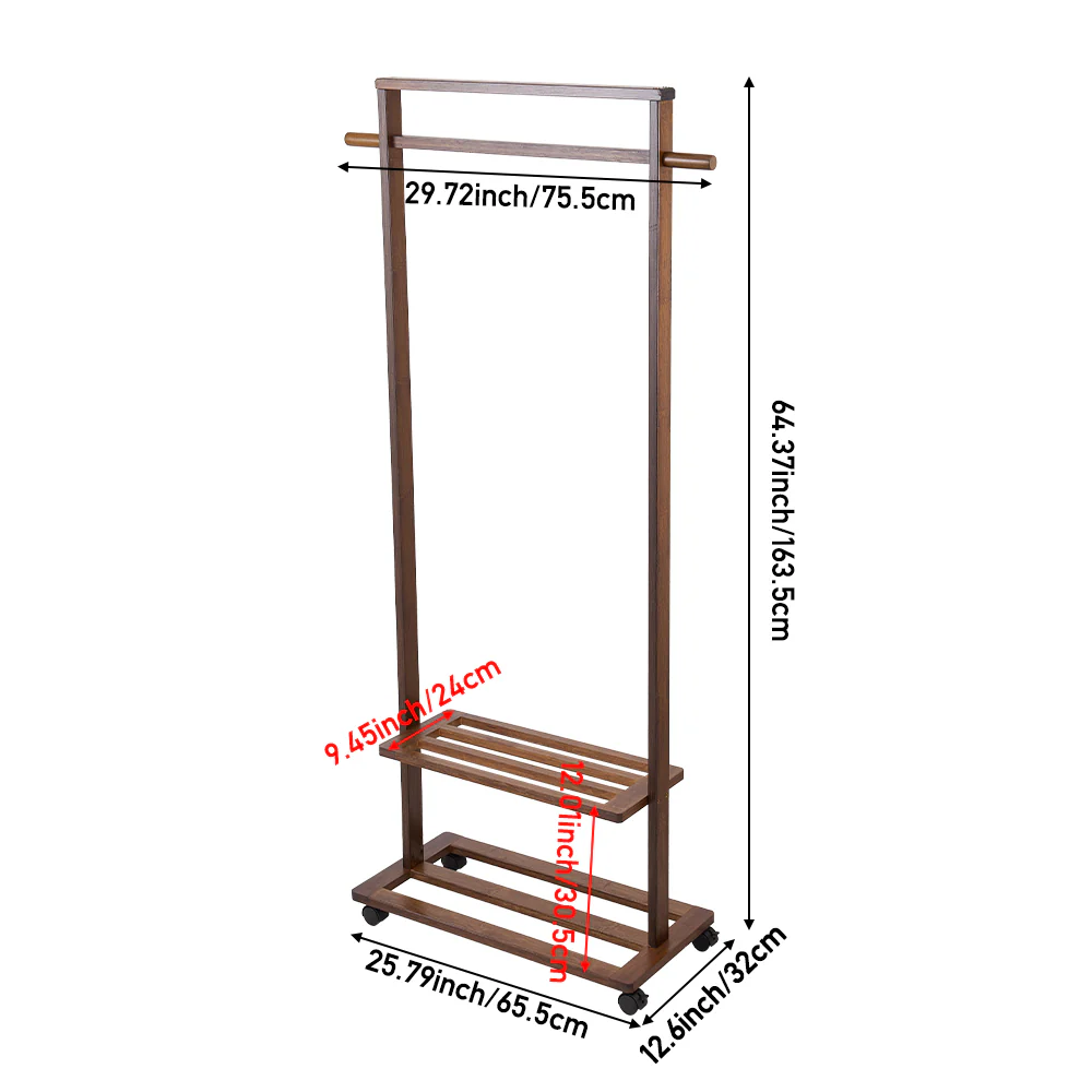 Livingandhome Clothes Rack with Bamboo Storage Tiers - Image 3