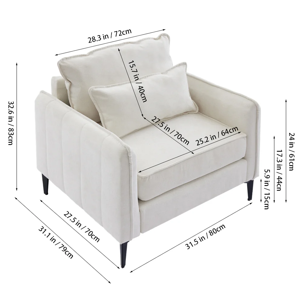 Livingandhome Comfortable Linen Sofa Armchair - Image 3