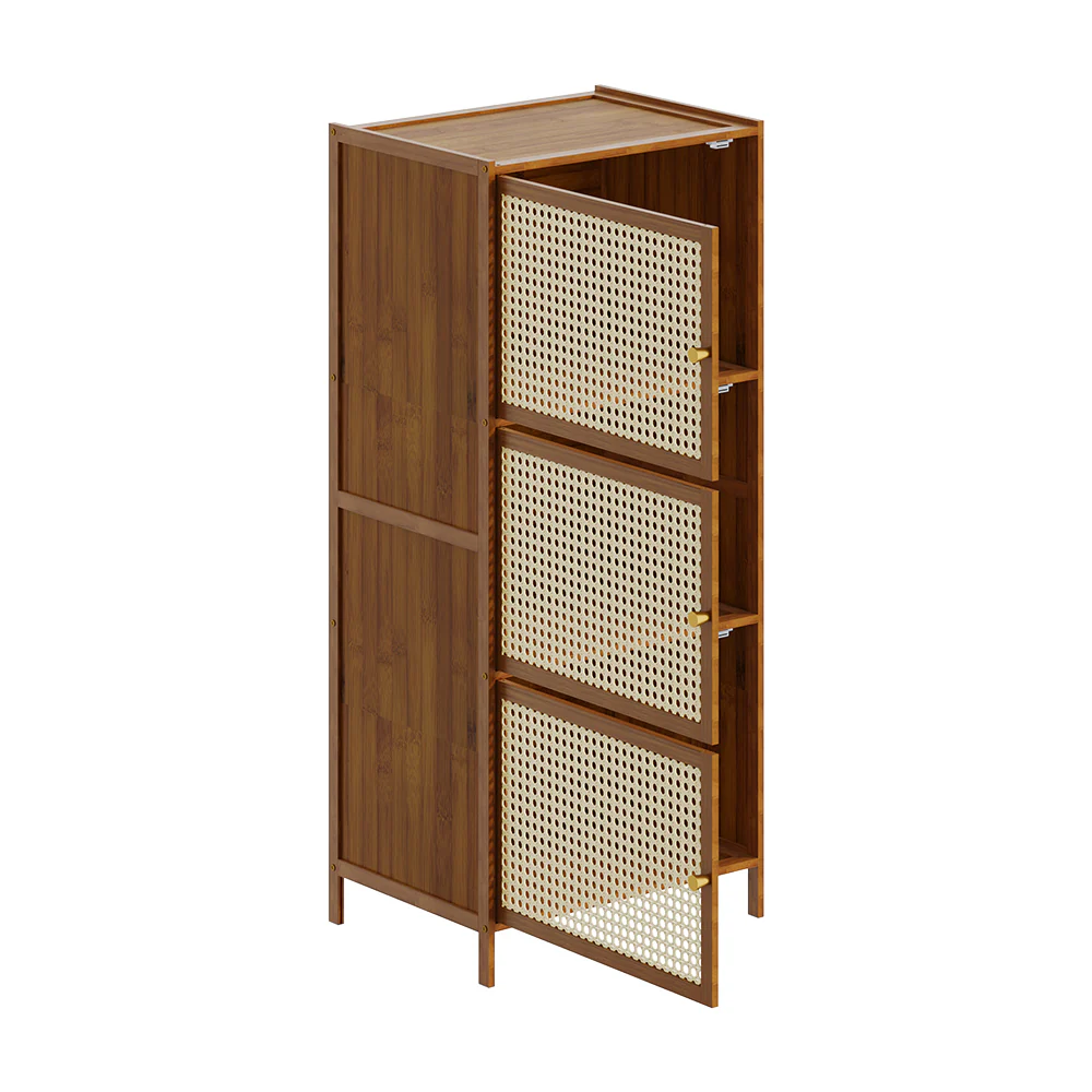 Livingandhome Compact 3-Tier Rattan Door Bookcase - Image 2