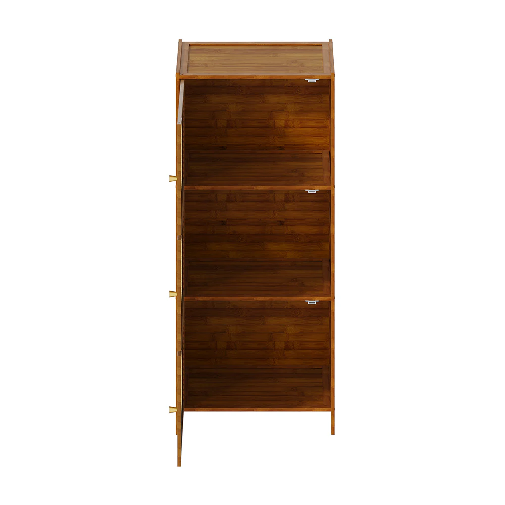 Livingandhome Compact 3-Tier Rattan Door Bookcase - Image 4
