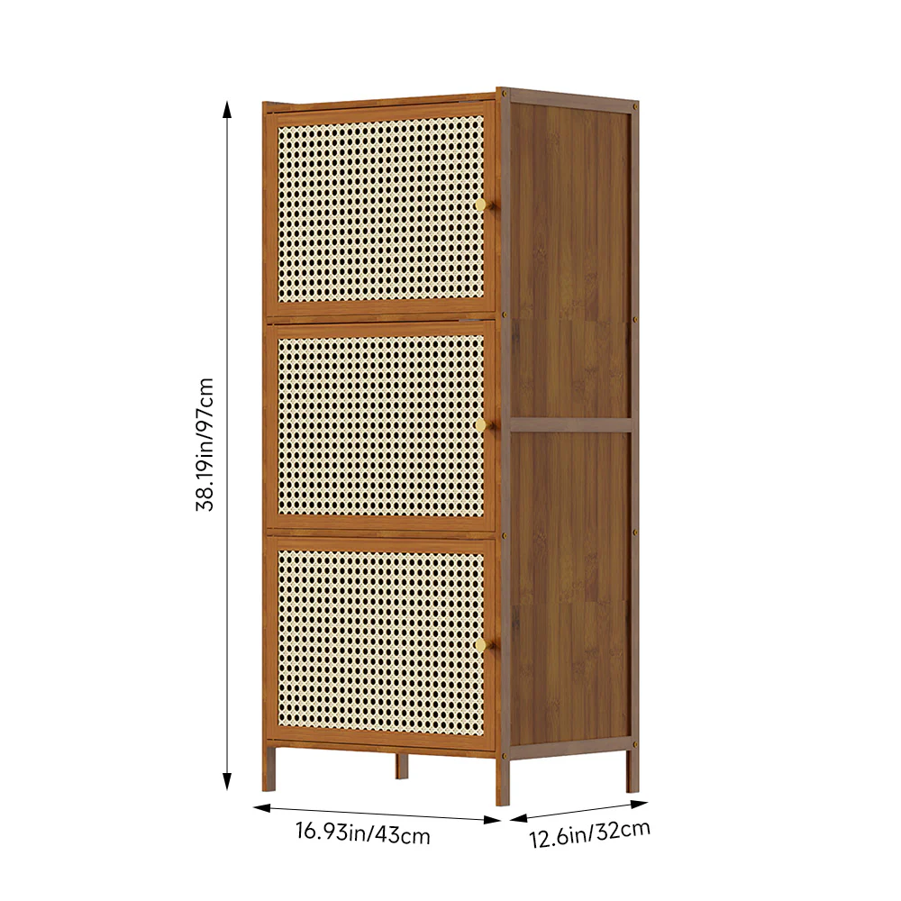 Livingandhome Compact 3-Tier Rattan Door Bookcase - Image 5