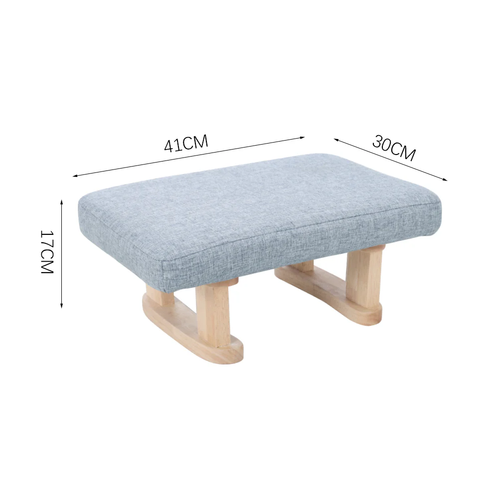 Livingandhome Compact Linen Footrest with Wooden Frame - Image 3