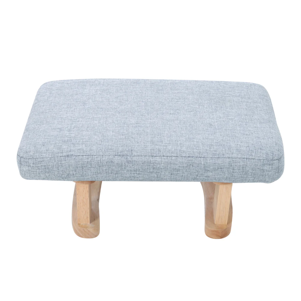 Livingandhome Compact Linen Footrest with Wooden Frame - Image 4