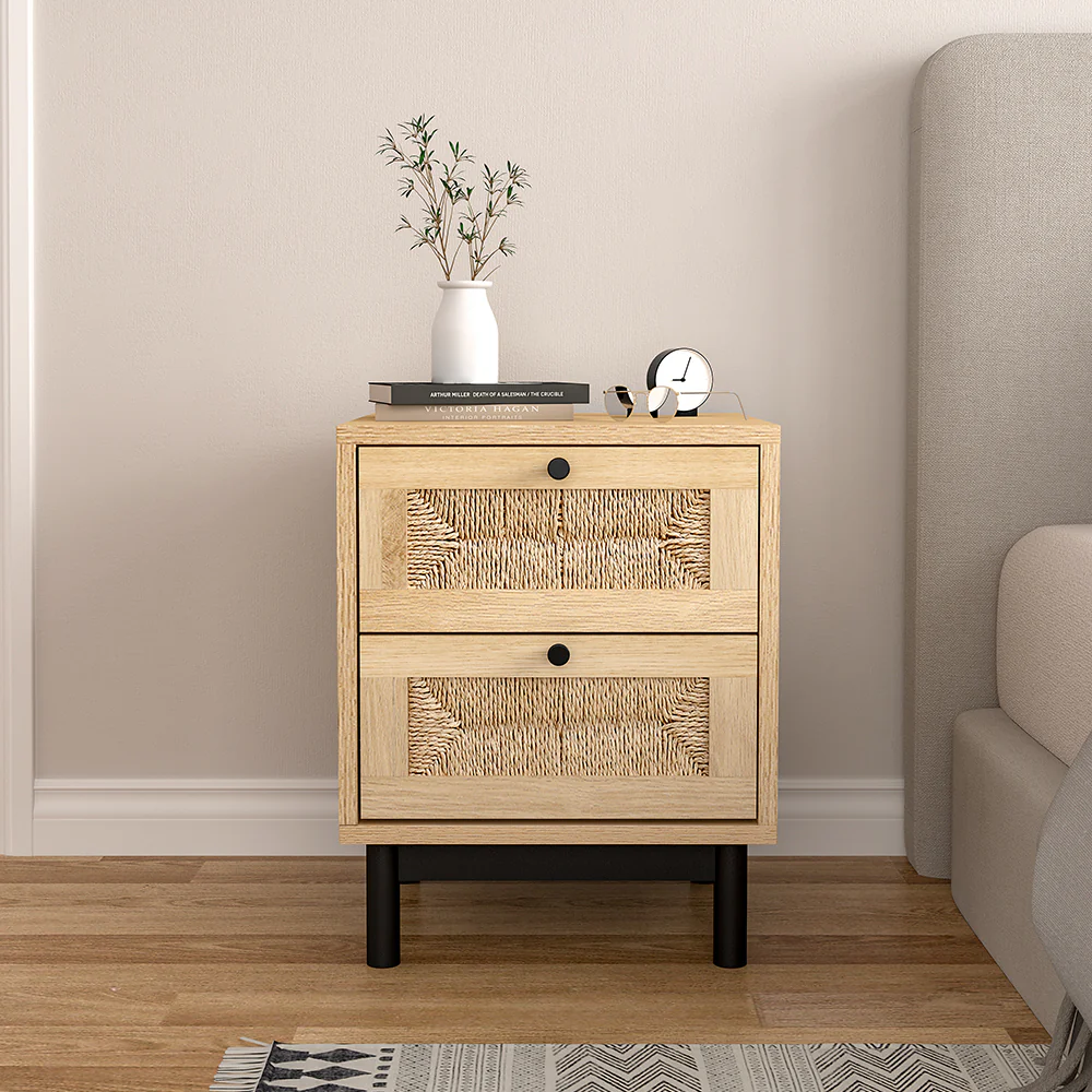 Livingandhome Compact Rectangular Woven Storage Cabinet - Image 2