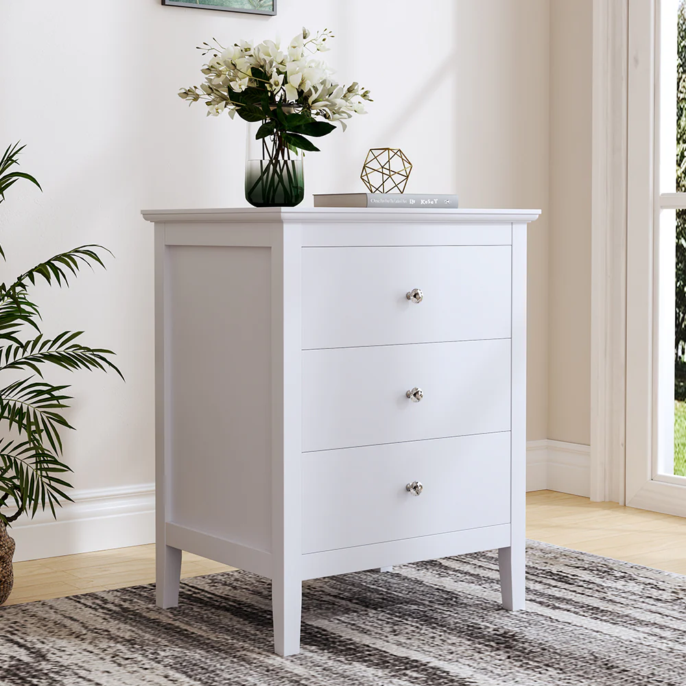 Livingandhome Compact White MDF Storage Cabinet - Image 2