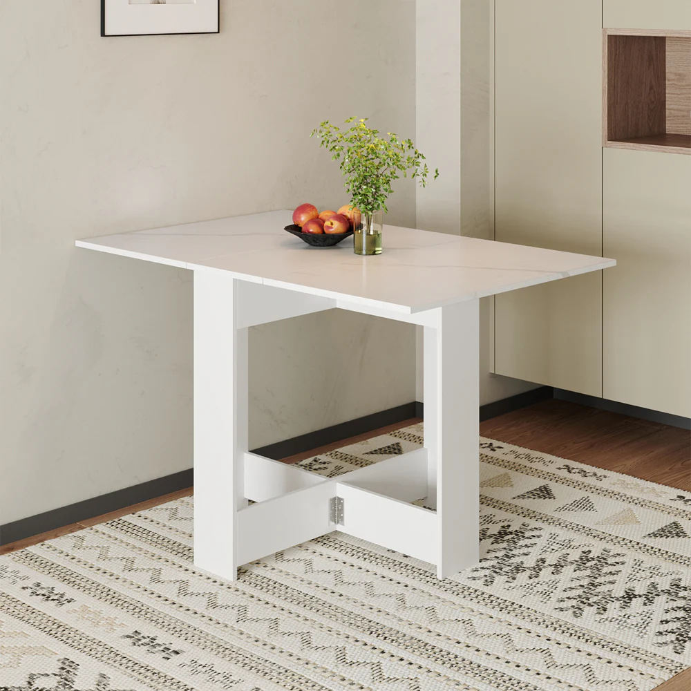 Livingandhome Contemporary Drop Leaf Wooden Dining Table
