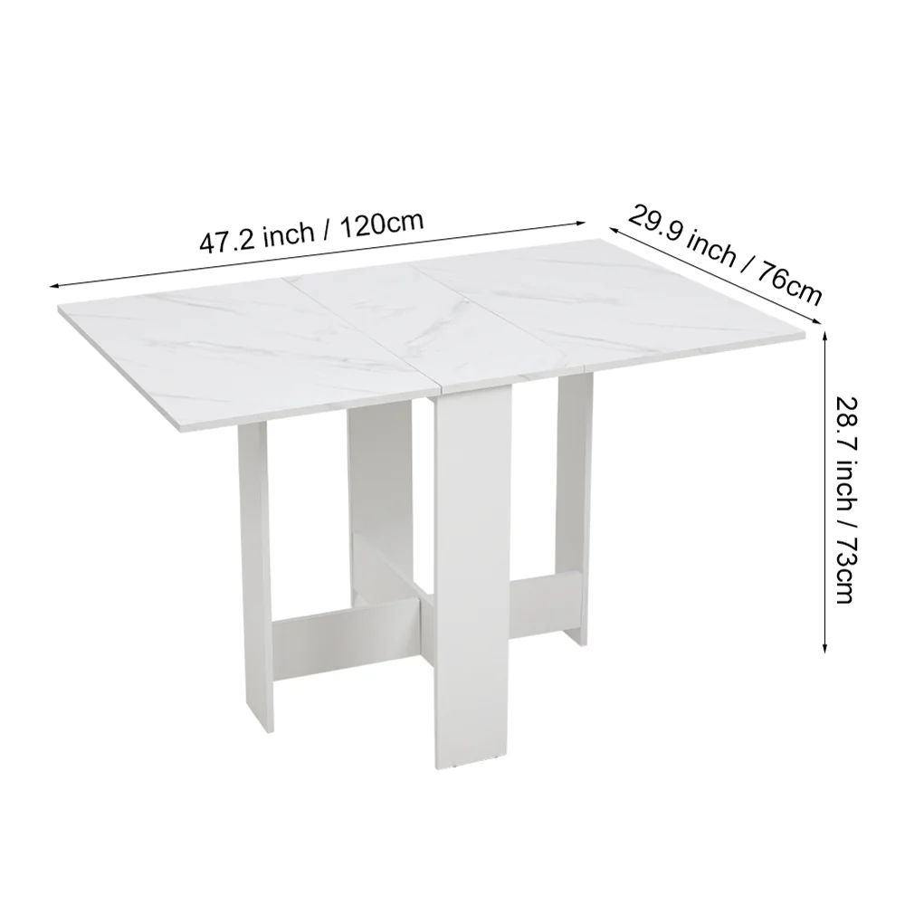 Livingandhome Contemporary Drop Leaf Wooden Dining Table - Image 4