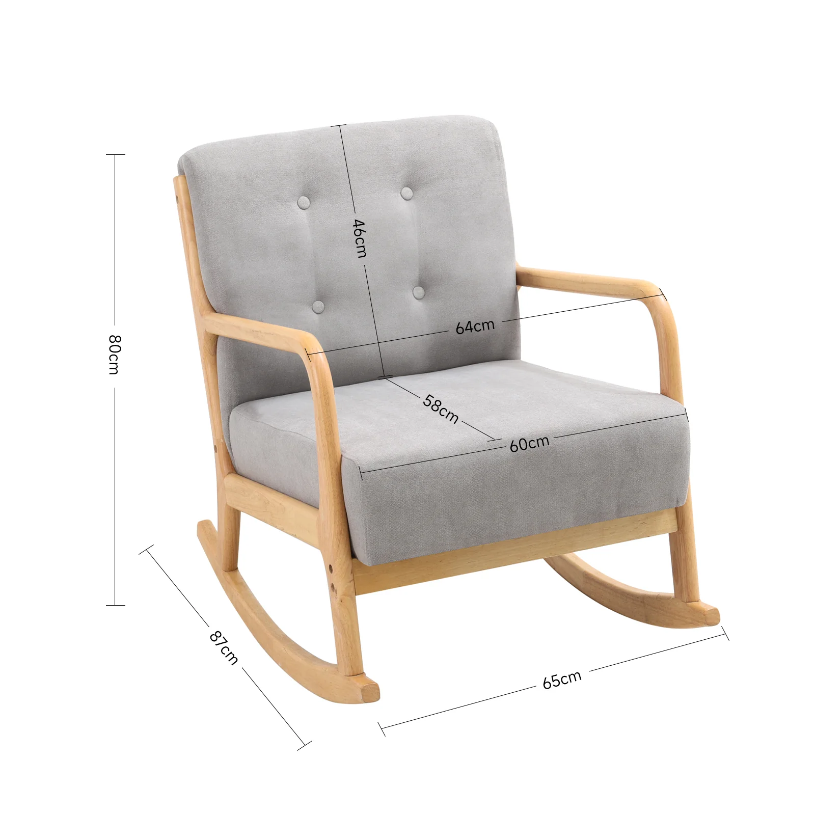 Livingandhome Contemporary Linen Rocking Chair - Image 3