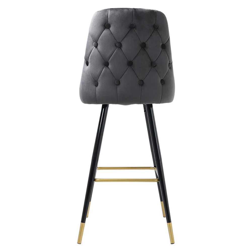 Livingandhome Contemporary Velvet Bar Stools With Metal Legs - Image 3