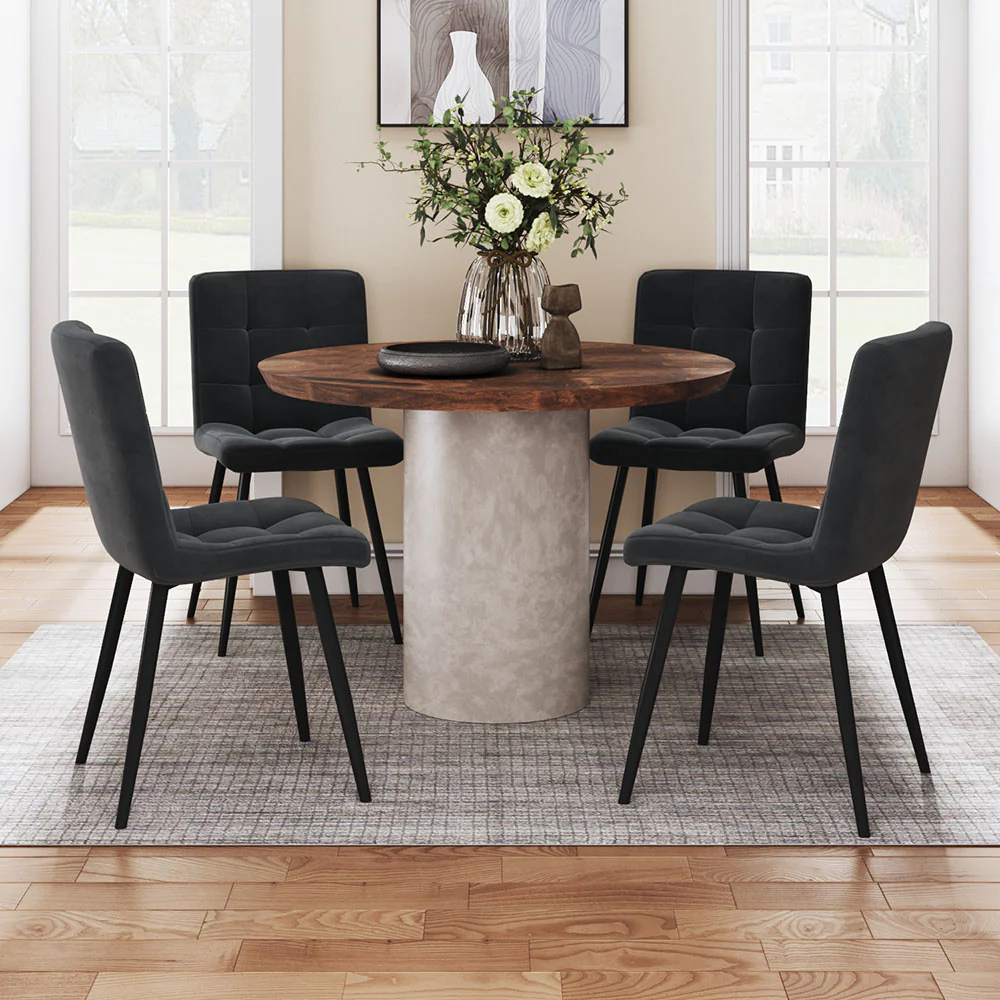Livingandhome Contemporary Velvet Dining Chair Set - Image 2