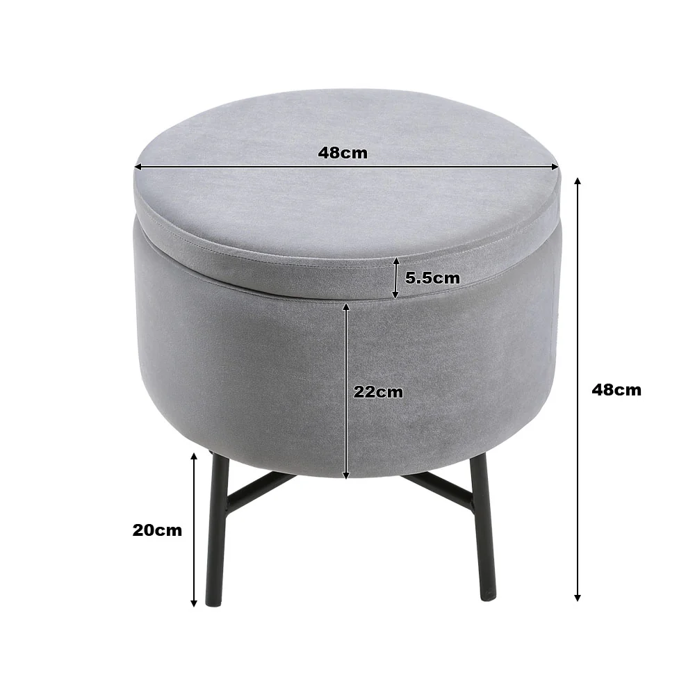 Livingandhome Contemporary Velvet Storage Ottoman - Image 3