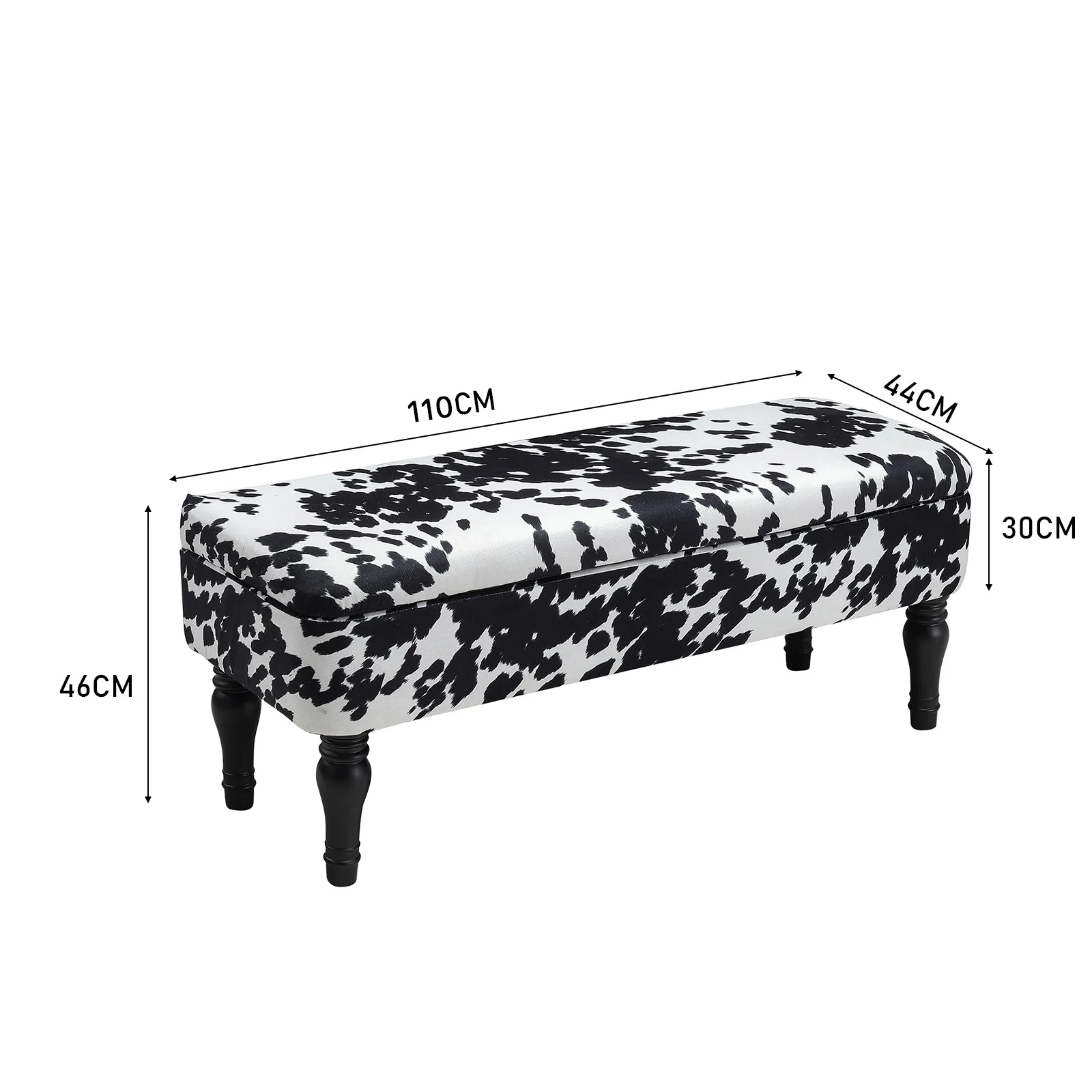 Livingandhome Cow Print Velvet Upholstered Storage Bench - Image 3