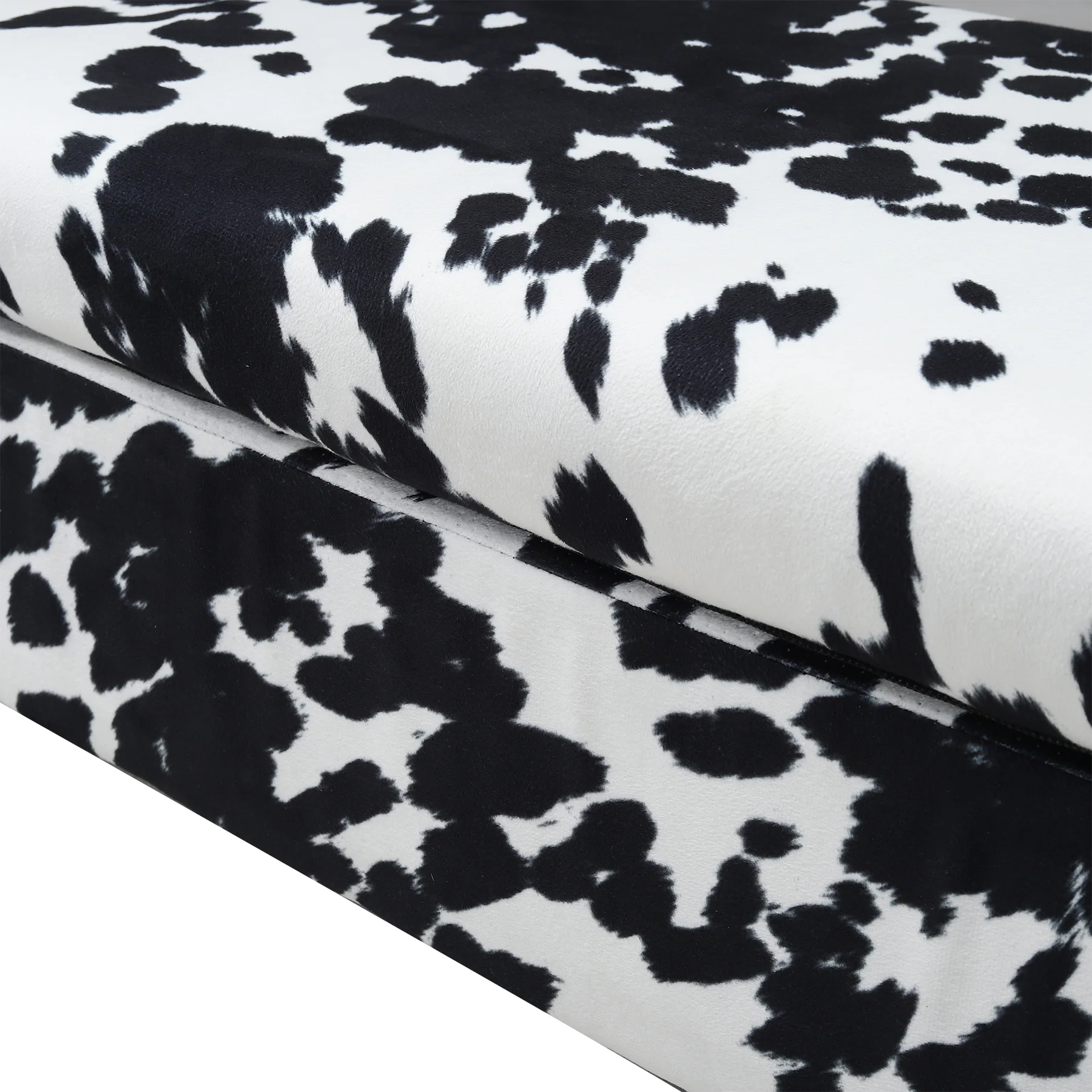 Livingandhome Cow Print Velvet Upholstered Storage Bench - Image 4