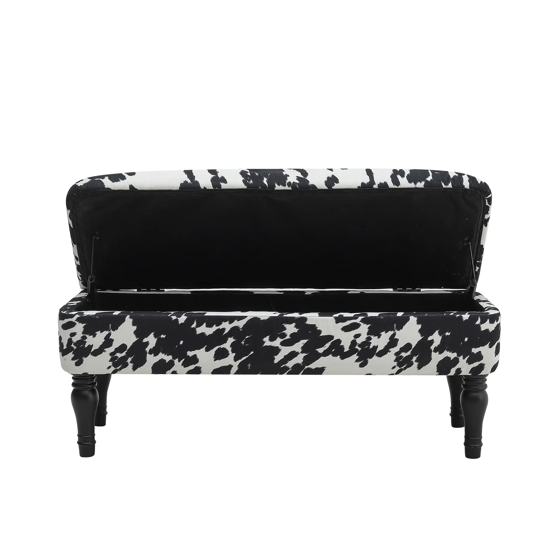 Livingandhome Cow Print Velvet Upholstered Storage Bench - Image 6